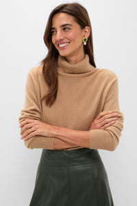 Camel Cashmere Turtleneck Sweater