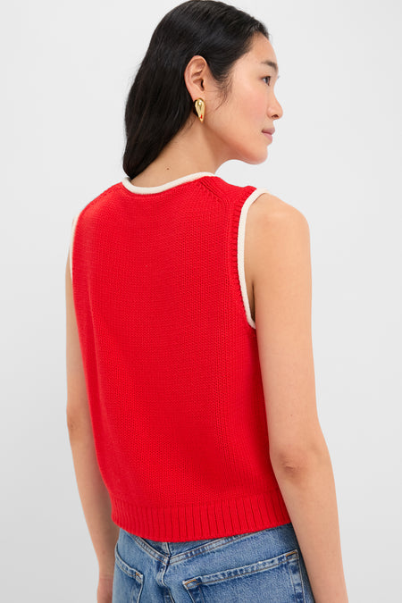 Red and Ivory Bridget Tipped Vest