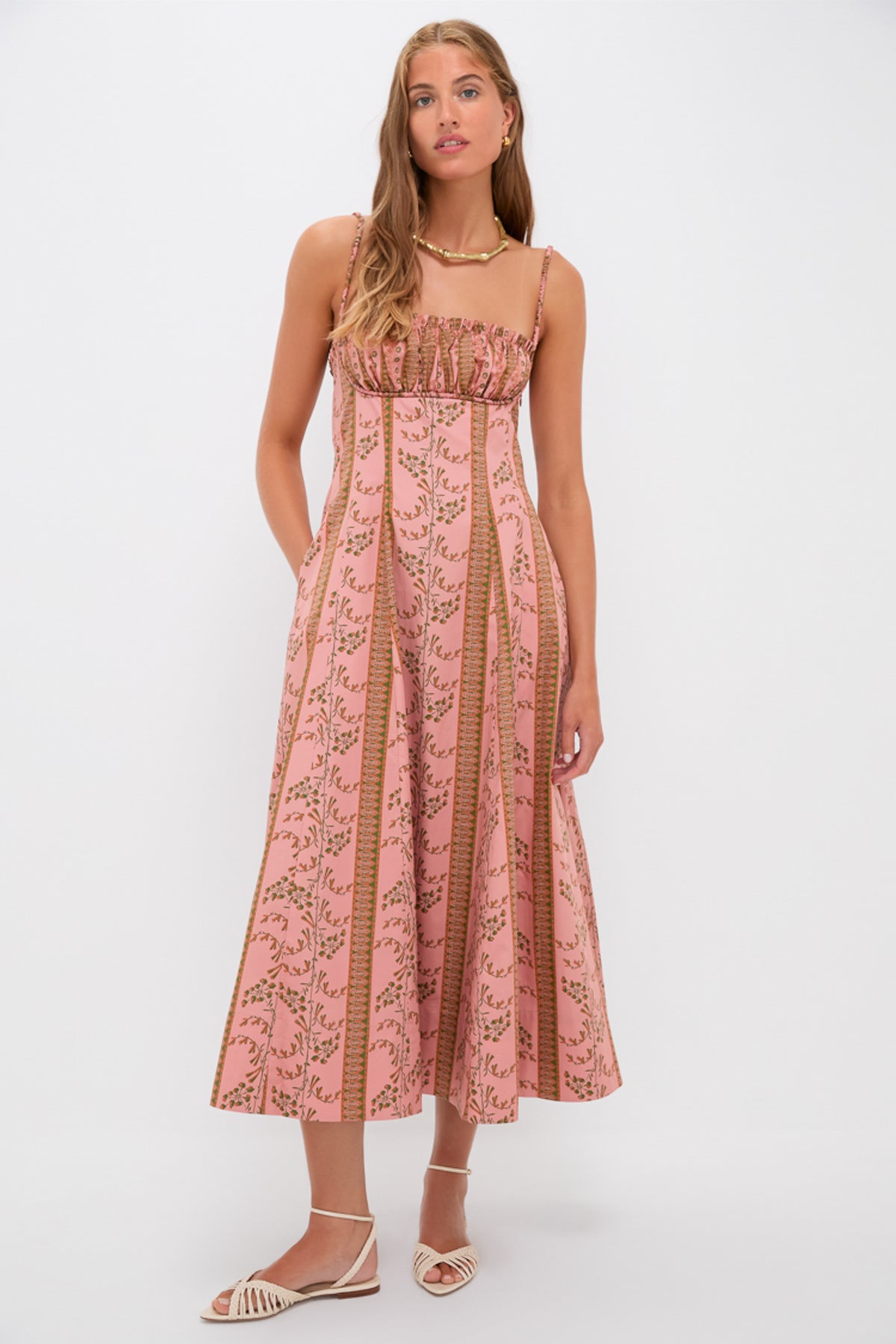 Rust Dandelion Floral Stripe Maisie Dress | Hill House Home Rust Dandelion Floral Stripe Maisie Dress | Hill House Home