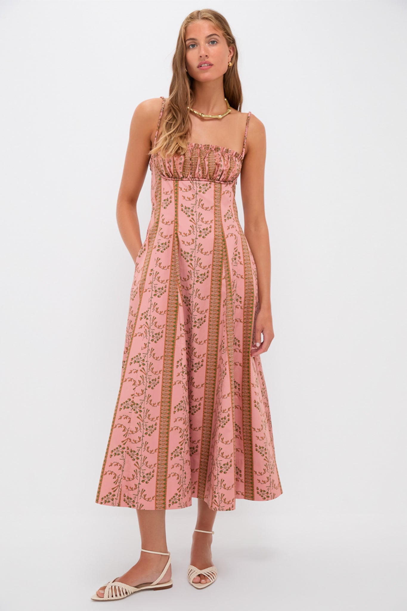 Rust Dandelion Floral Stripe Maisie Dress | Hill House Home Rust Dandelion Floral Stripe Maisie Dress | Hill House Home