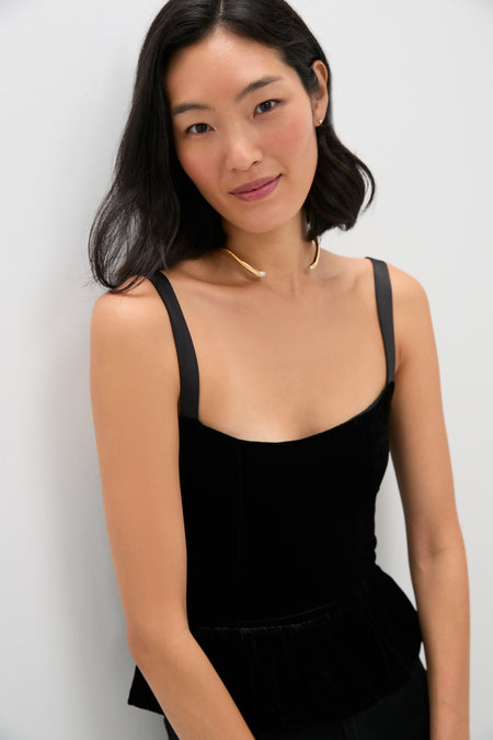 Black Velvet Jour Peplum Top