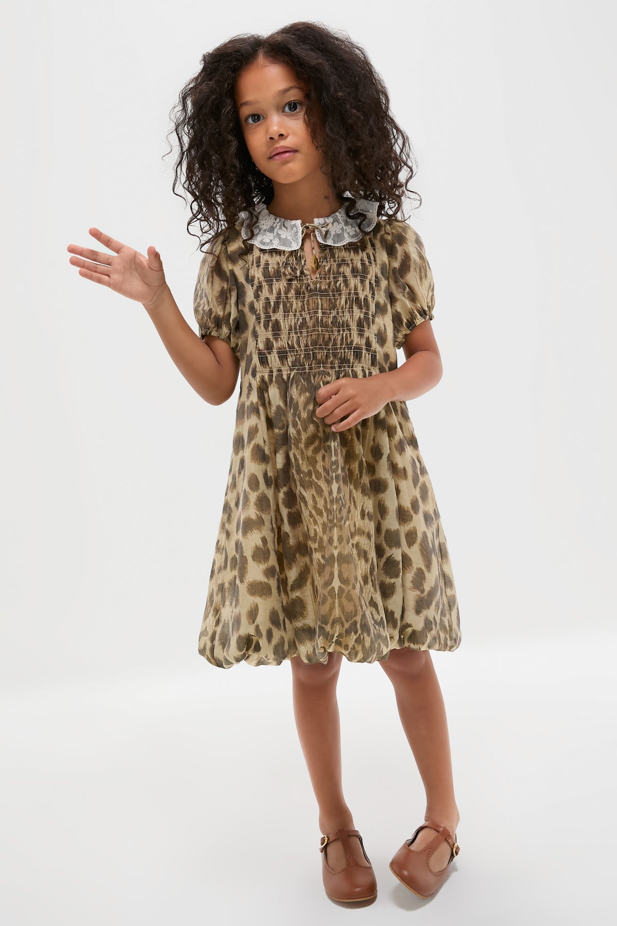 Cream Claude Print Bubble Dress