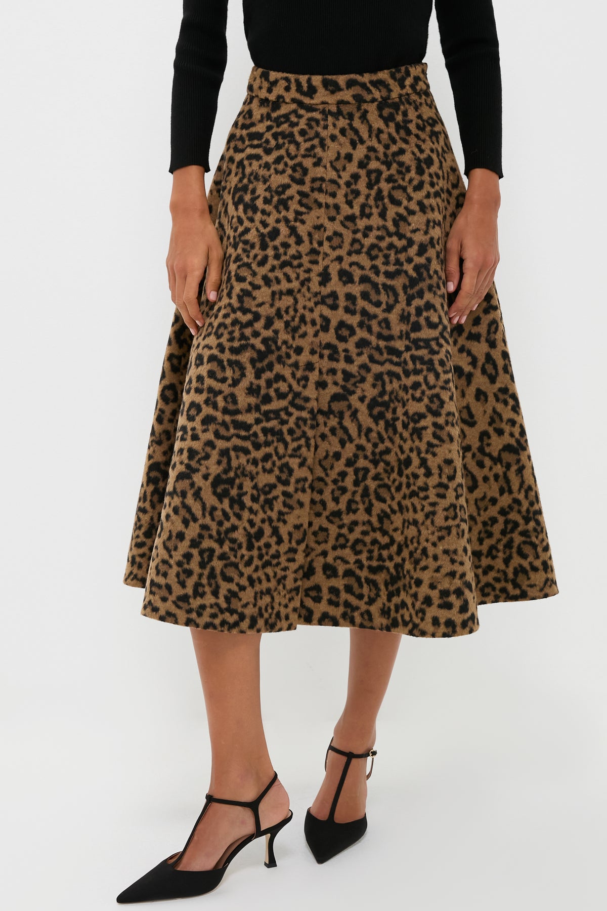 Leopard Brushed Wool Andrea Circle Skirt