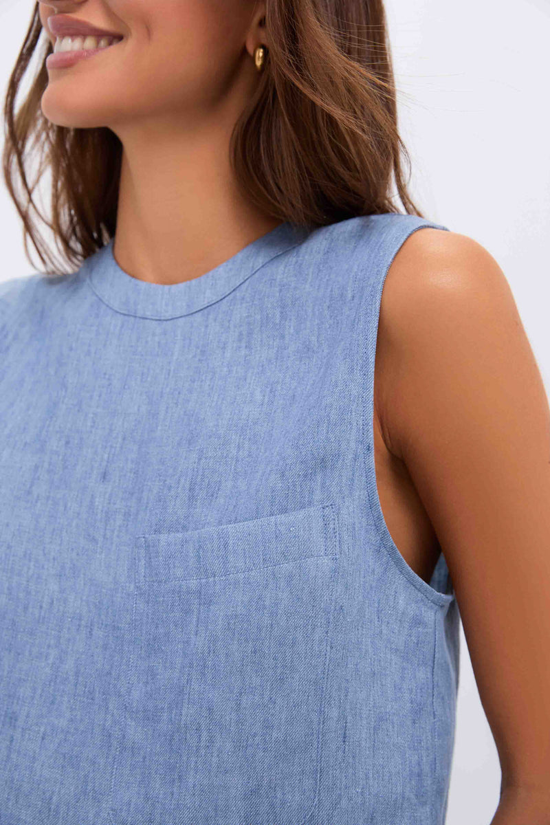 Light Indigo Cropped Muscle Tank