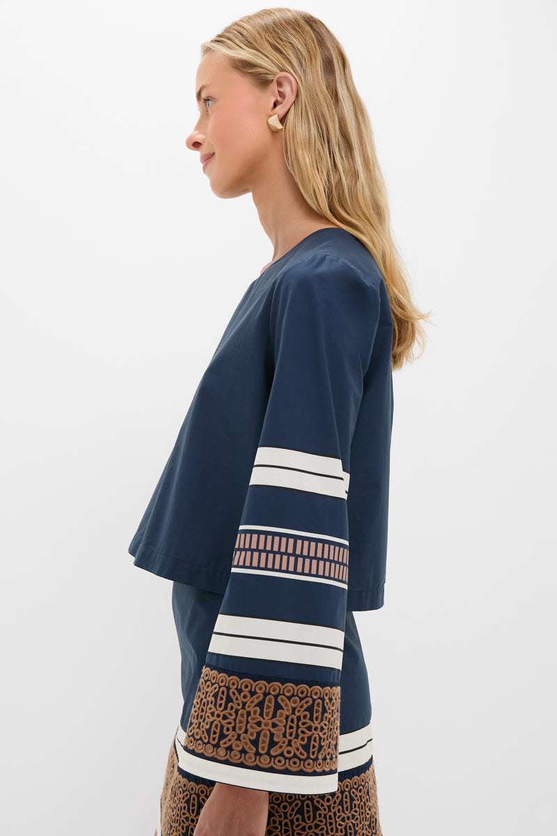 Riverside Stripe Cotton Eyelet Maxine Top