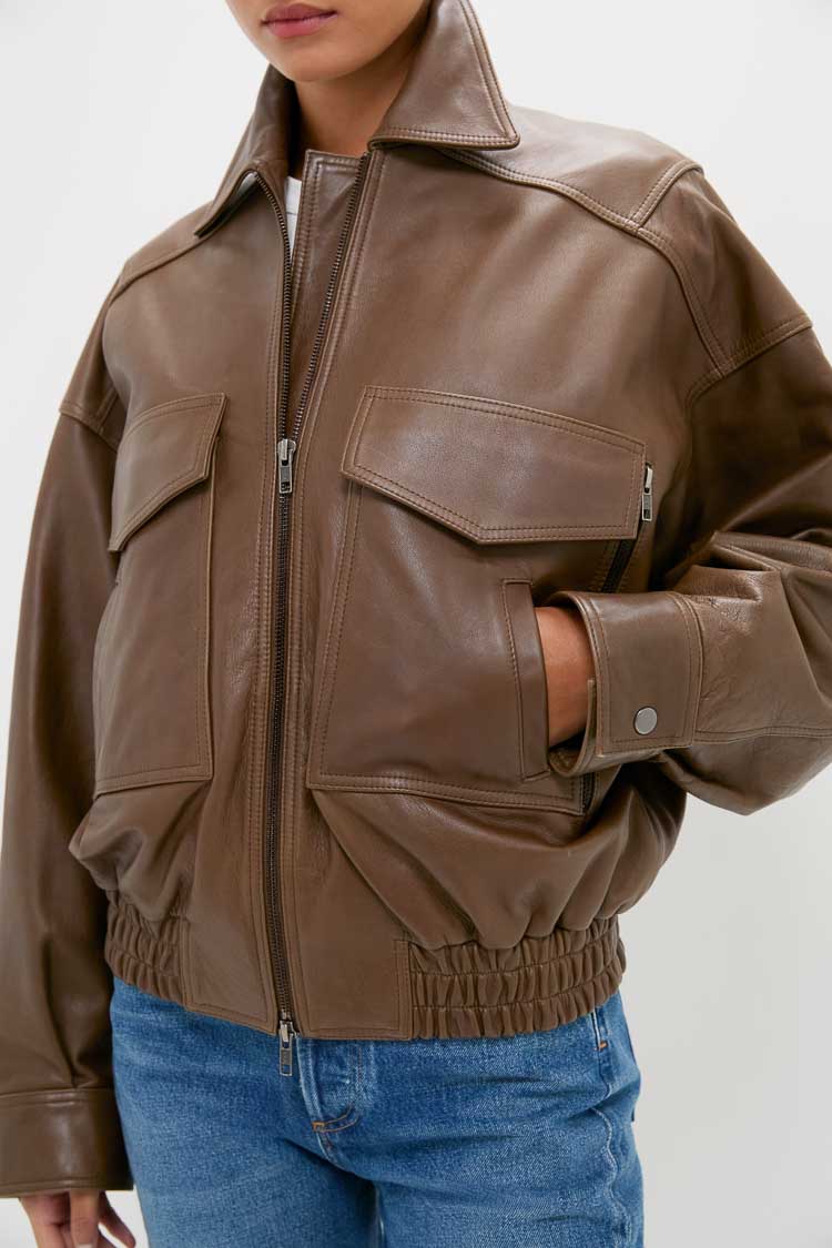 Truffle Eugene Leather Jacket | STAUD