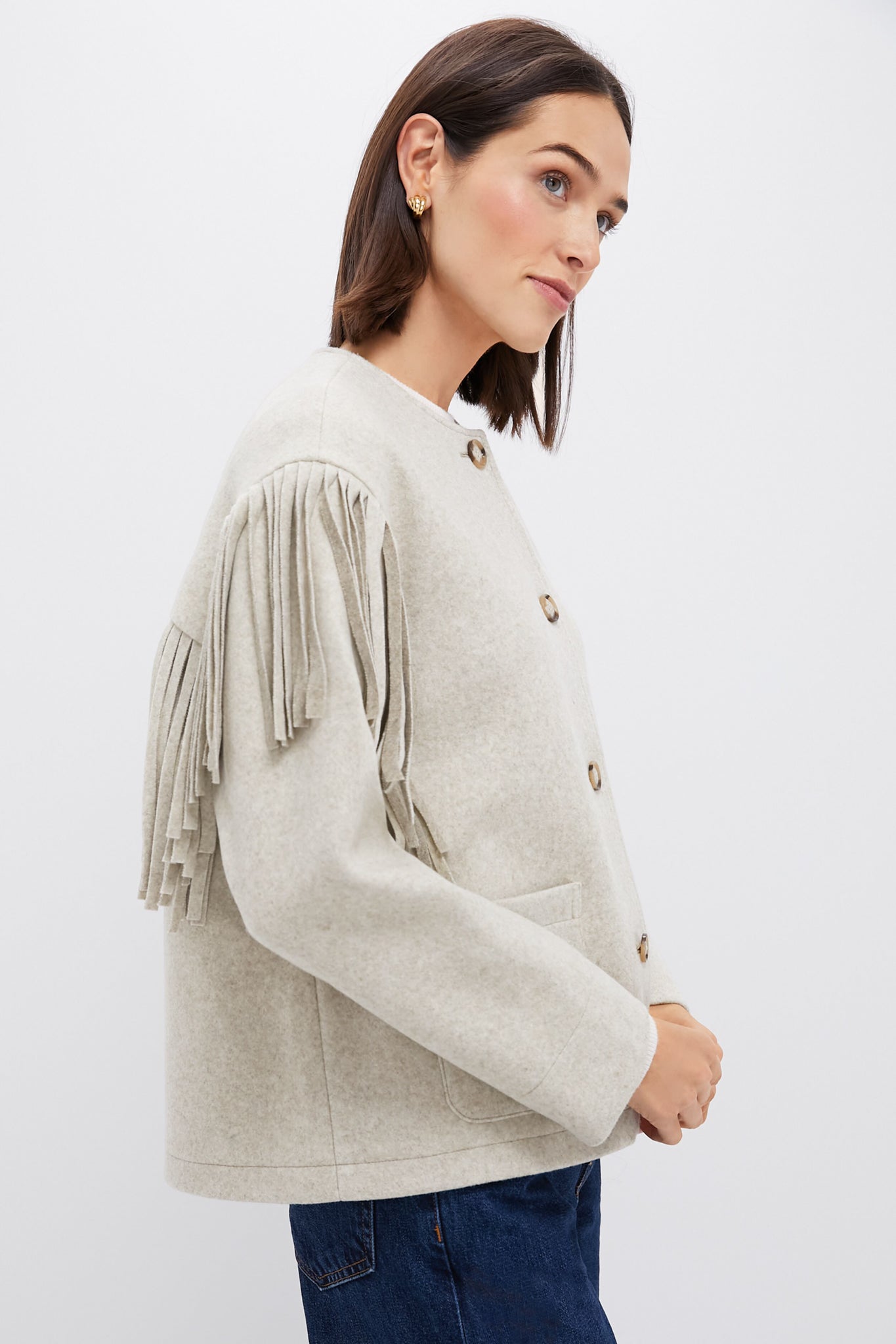 Melange Gray Fringe Purcell Jacket | Tuckernuck