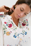 Cream Celia Embroidery Short Sleeve Top