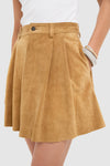 Gold Dust Cow Roughout Suede Leather Skin Mini A-Line Skirt