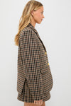 Chicory Coffee Check Wool Mix Oversized Blazer
