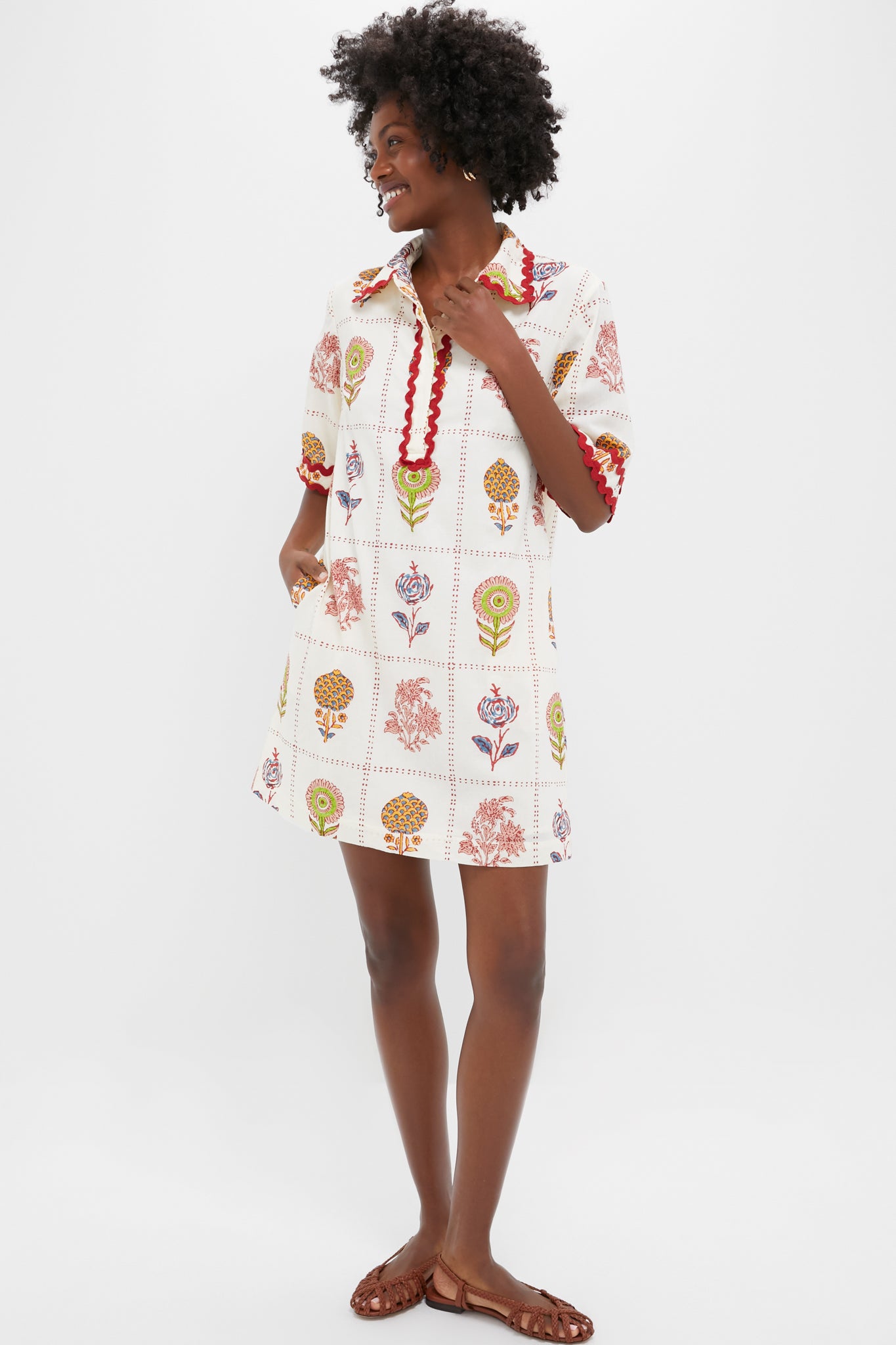 Taormina Cream Collared Mini Shirt Dress