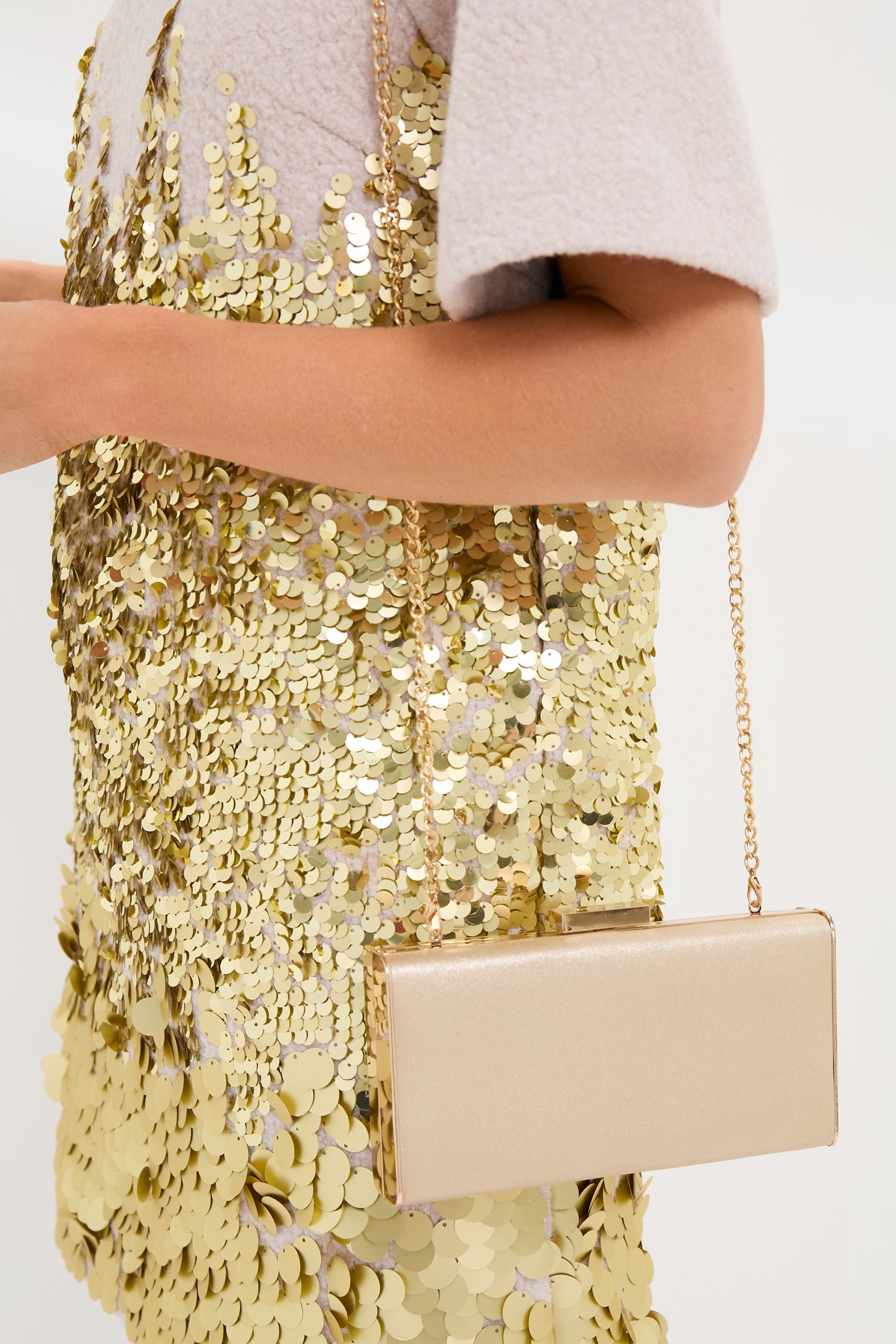 Champagne Precious Metallic Slimline Clutch