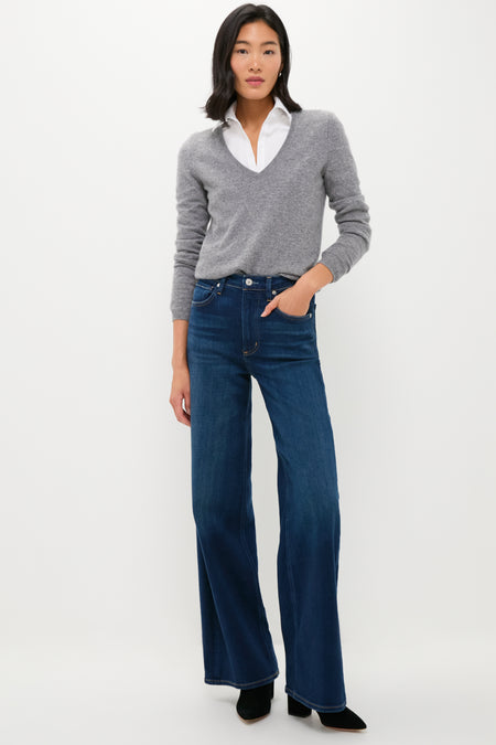 Gray Cashmere V-Neck Sweater