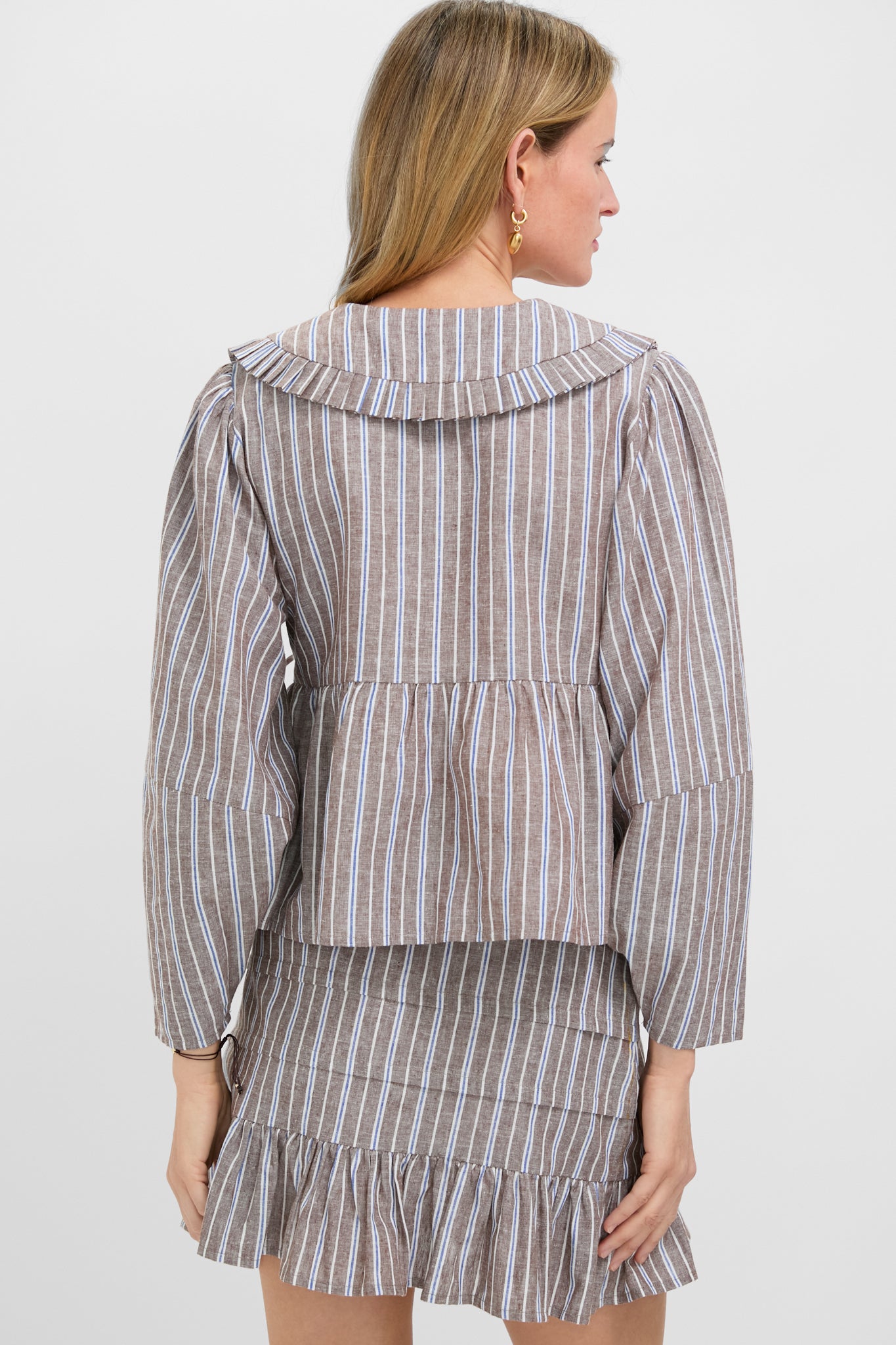 Dove Stripe Linen Bethany Blouse