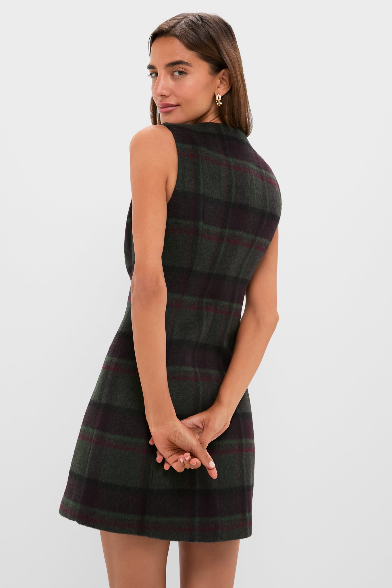 Forest Plaid Wool Mercer Dress