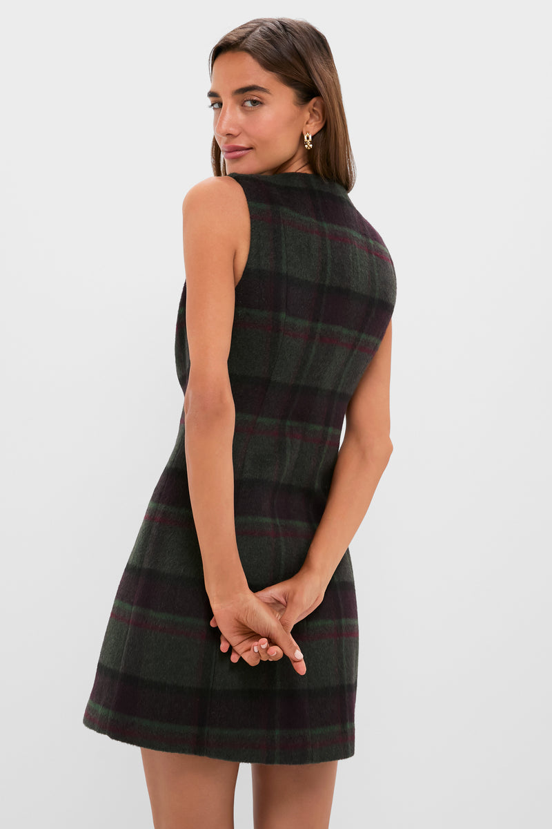 Forest Plaid Wool Mercer Dress