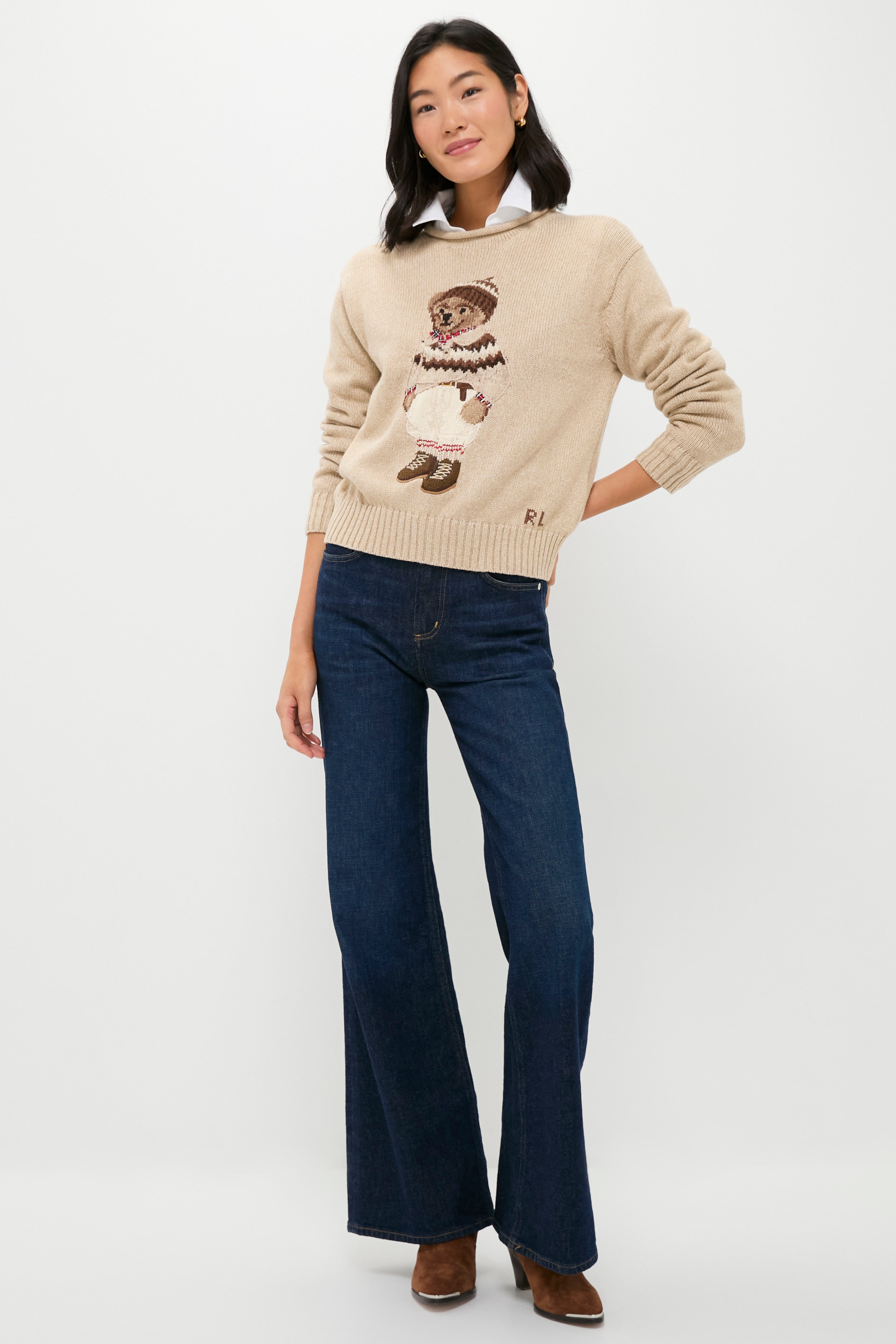 Dark Almond Marl Polo Bear Crewneck Sweater | Polo Ralph Lauren