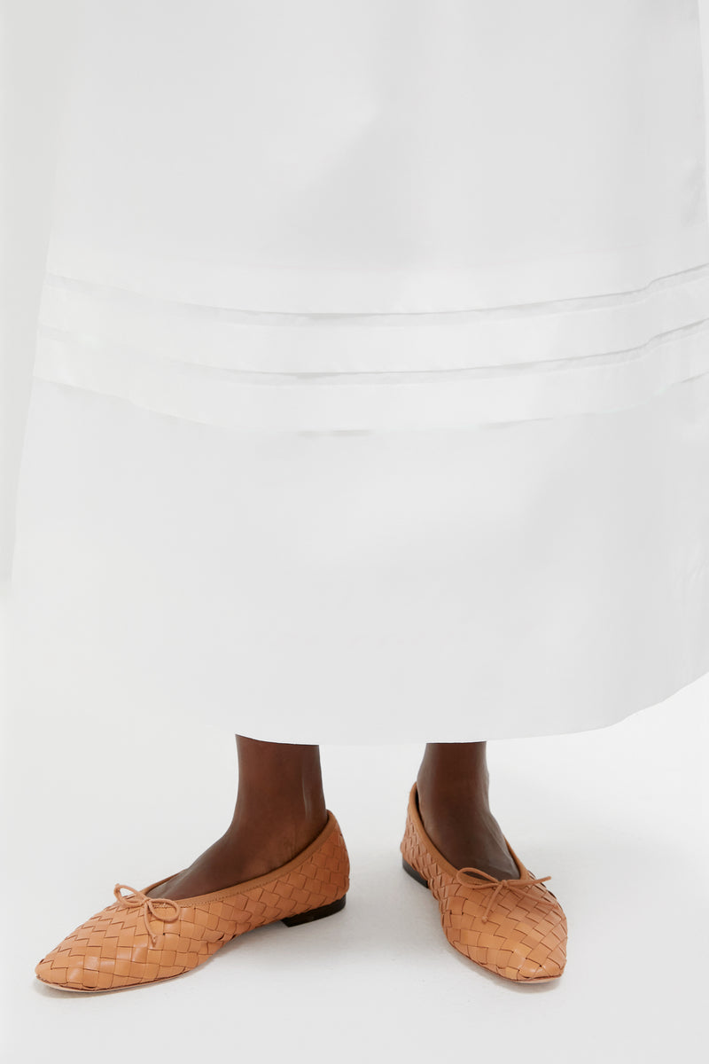 Ivory Pintuck Solstice Midi Skirt