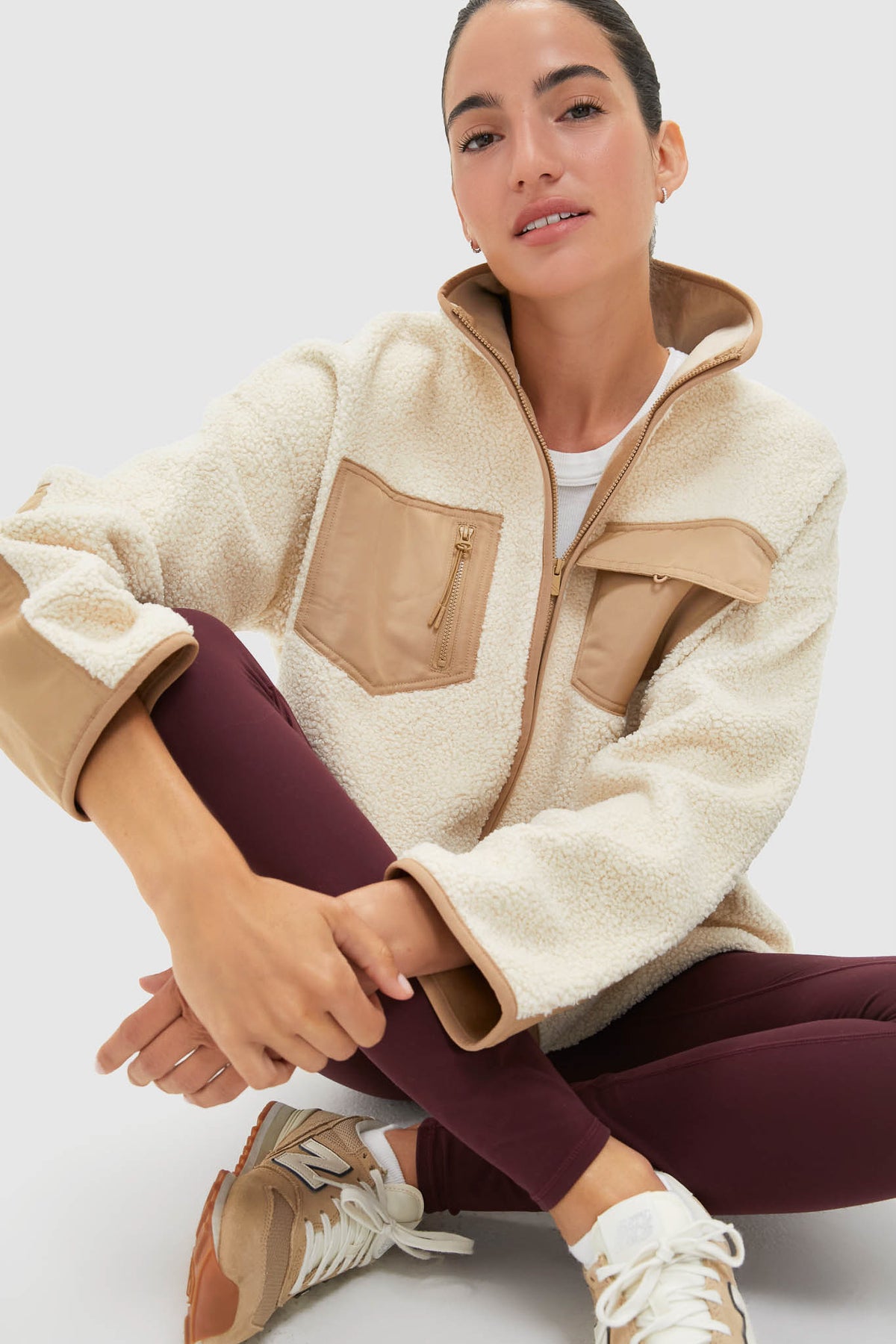 Lawrence Zip Buttercream Fleece Lawrence Full Length Zip Up | Tnuck Sport