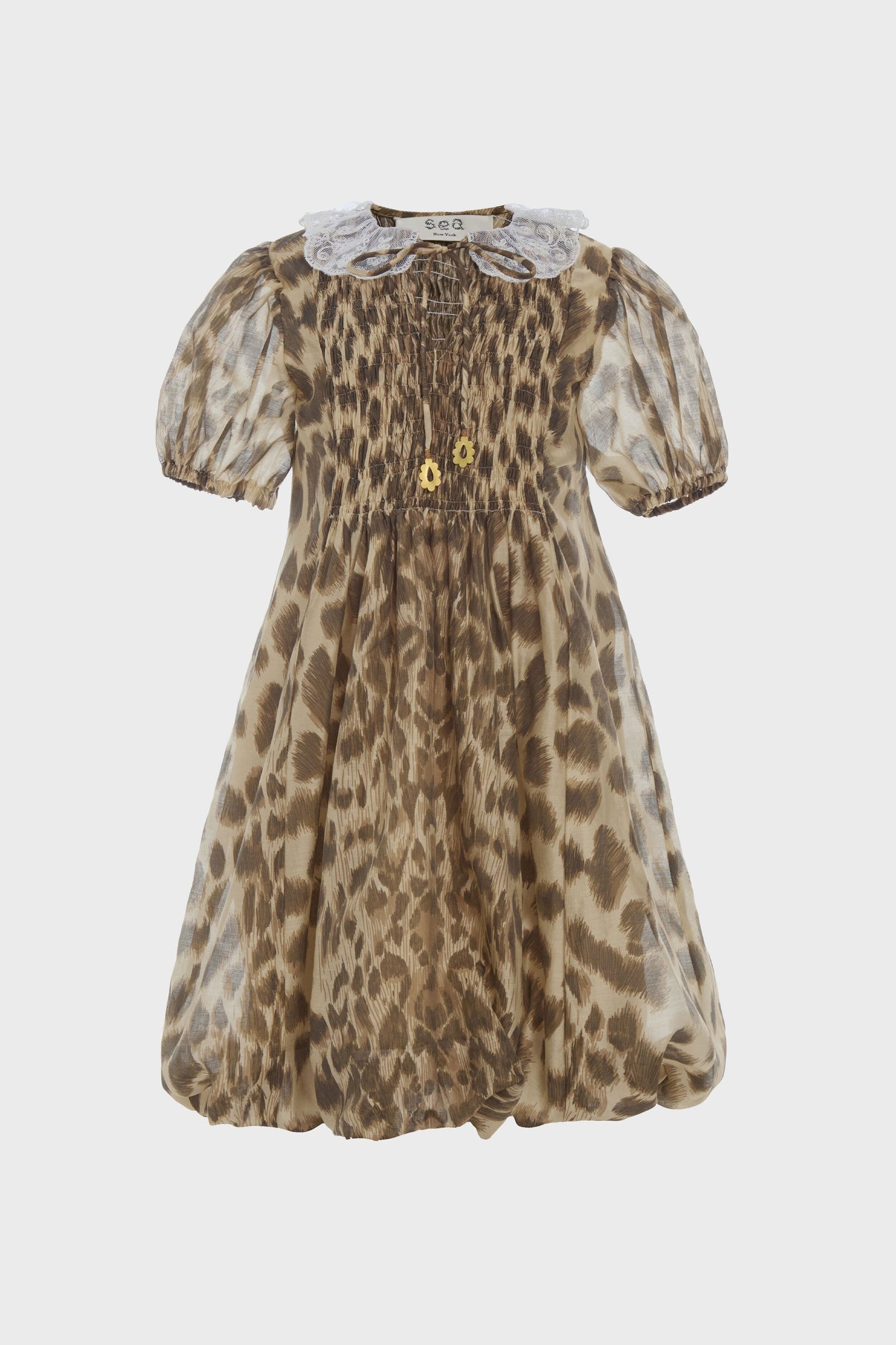 Cream Claude Print Bubble Dress