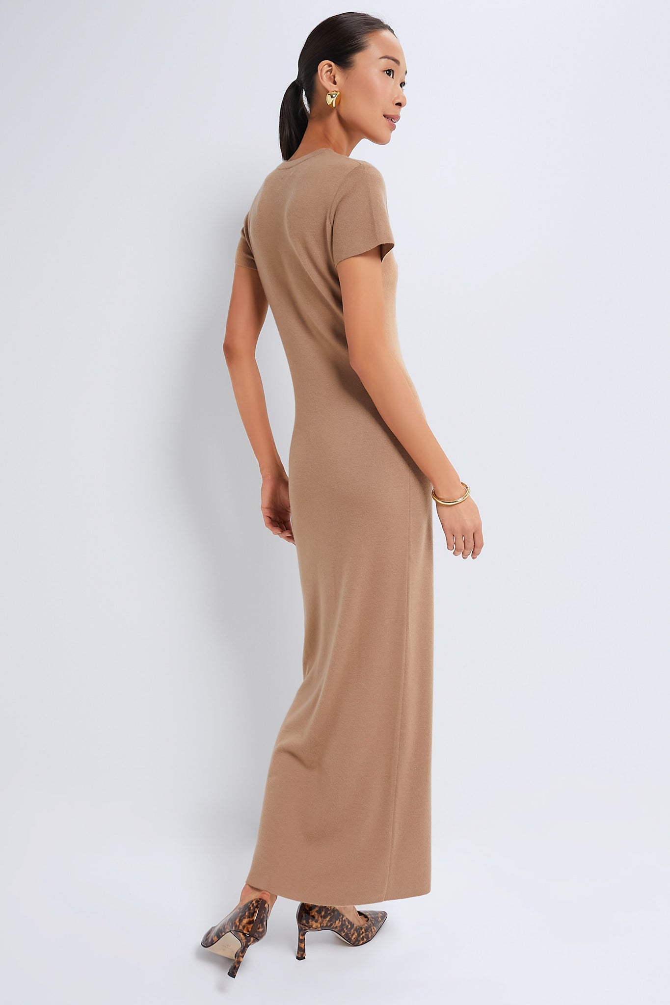 Tan Cashmere T-Shirt Maxi Dress