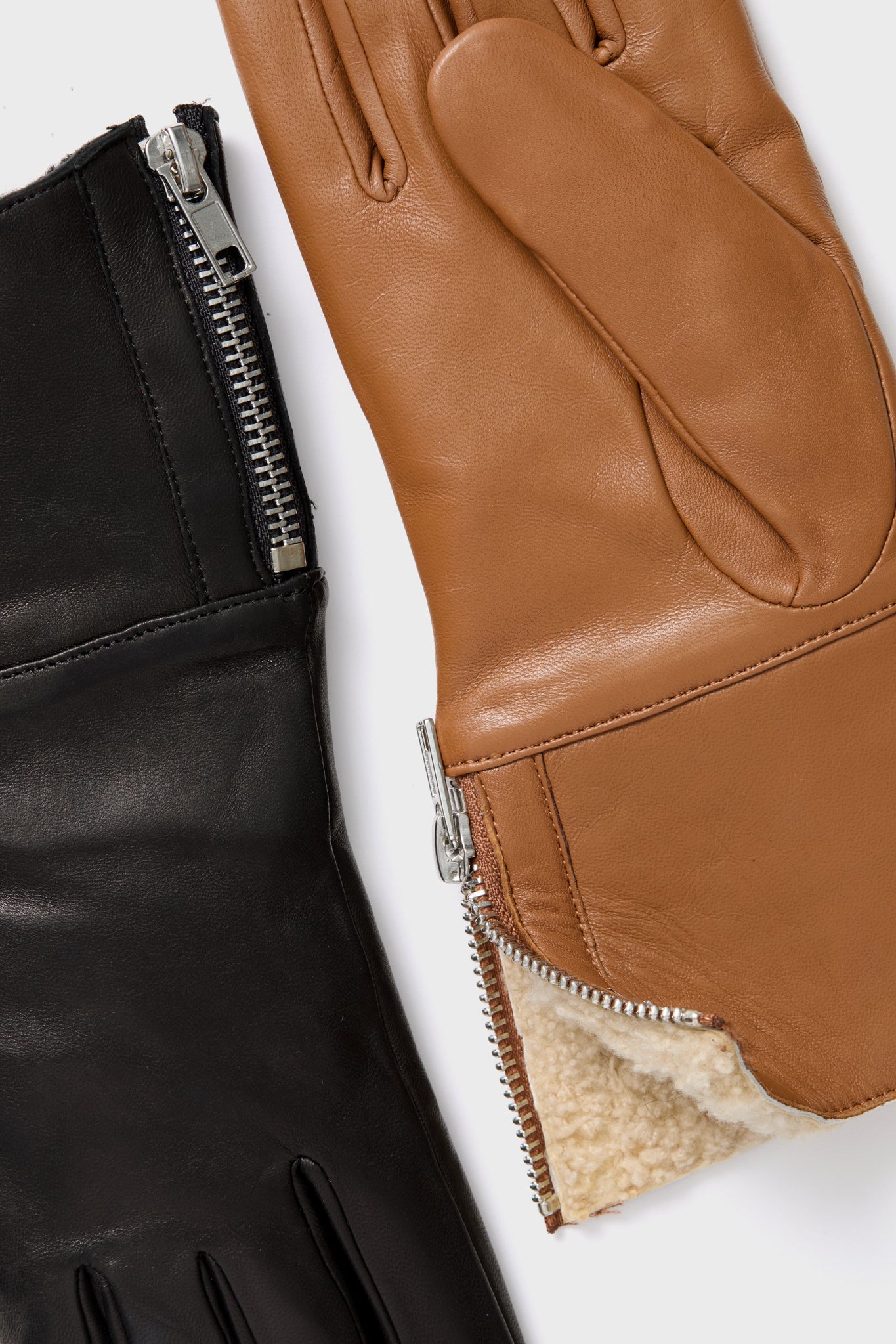 Luggage and Natural Shearling Leather Gloves