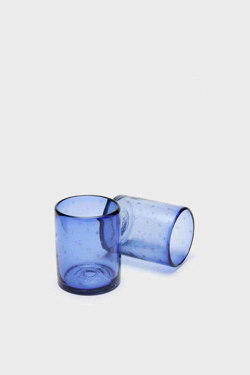 French Blue Starry Night Rocks Glass