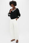Polo Black and Cricket Cream Cotton Long Sleeve Crew Neck Pullover Sweater