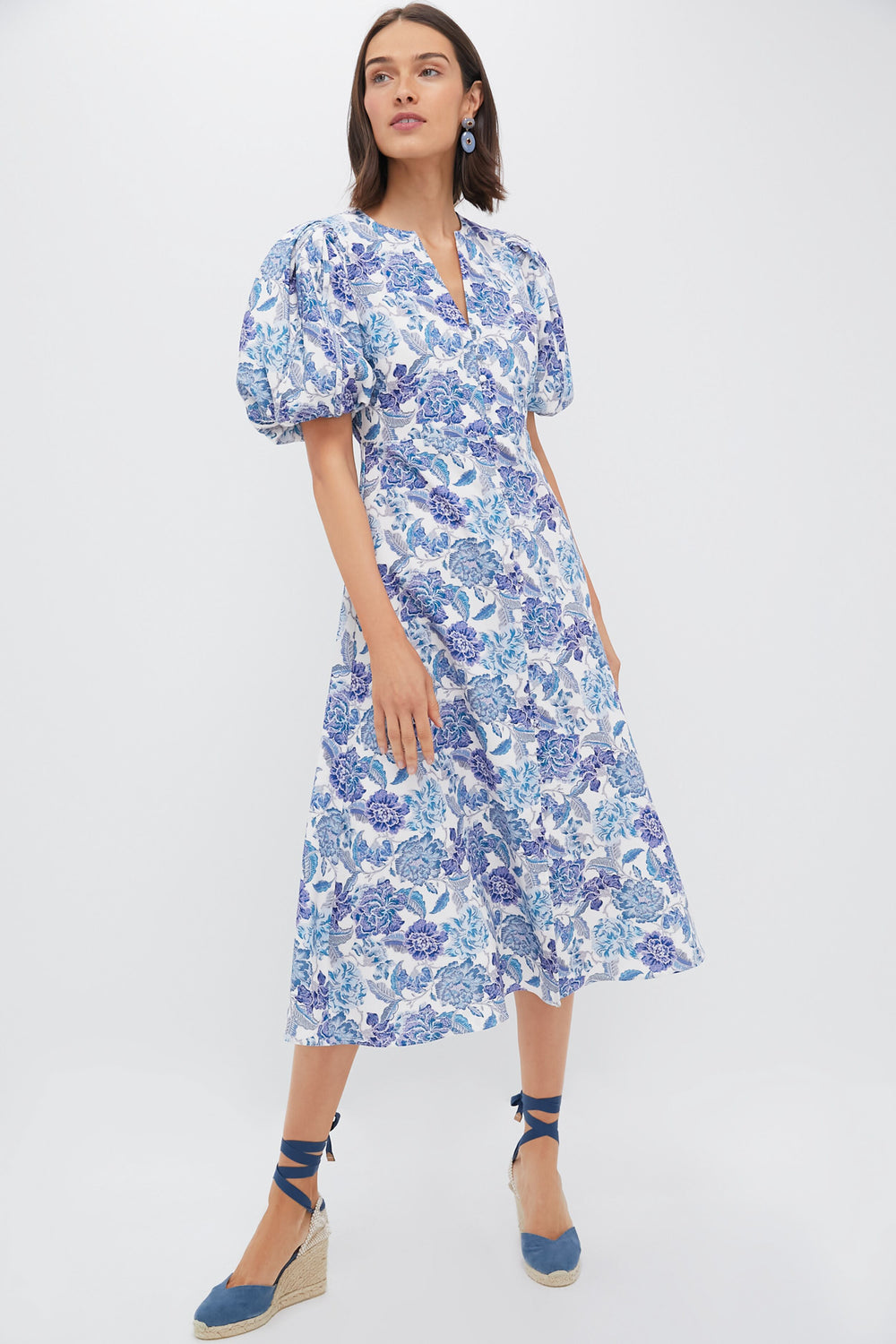 Steel Blue Floral Brody Midi Dress