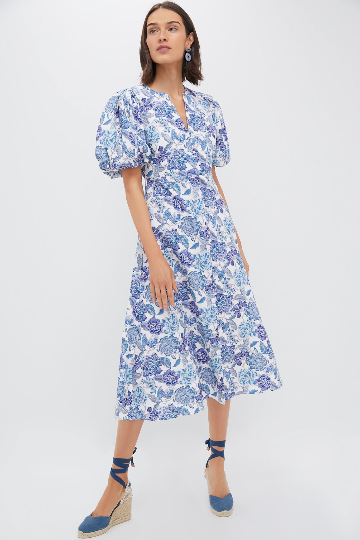 Steel Blue Floral Brody Midi Dress