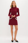 Oxblood Embellished Long Sleeve Bronwyn Mini Dress