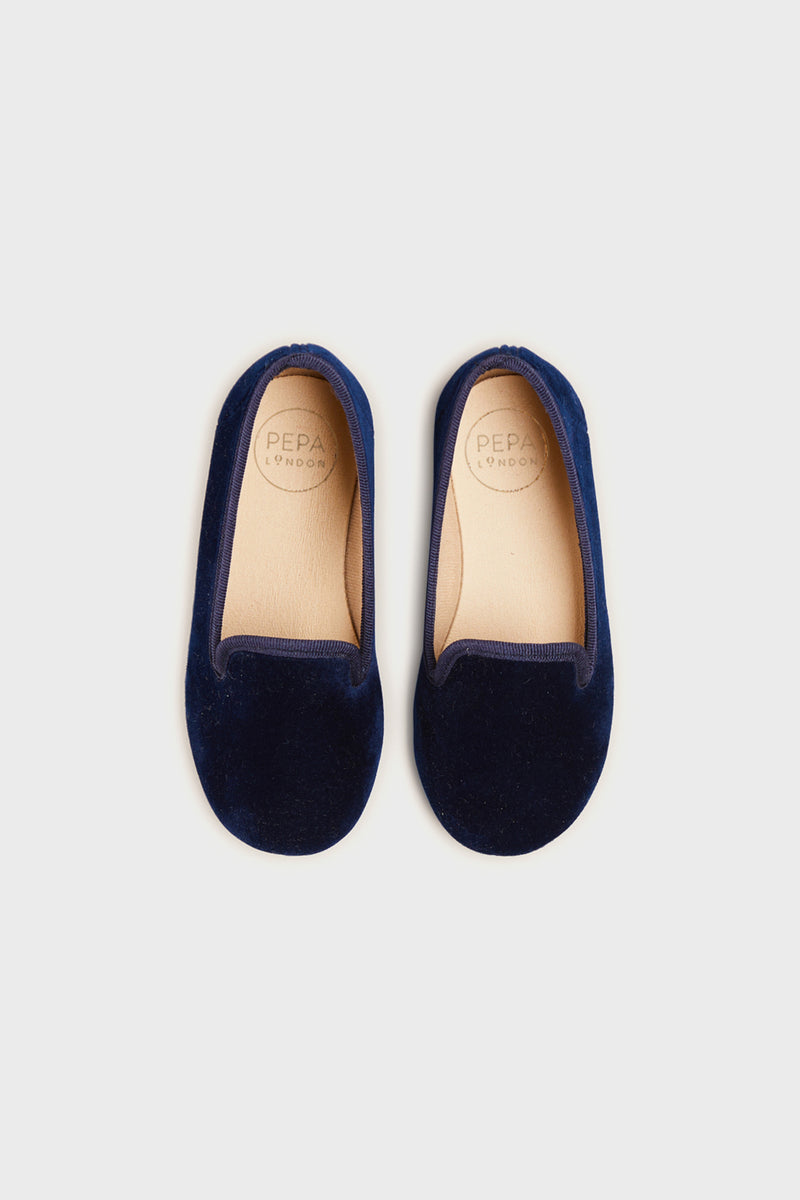 Velvet Slippers In Navy