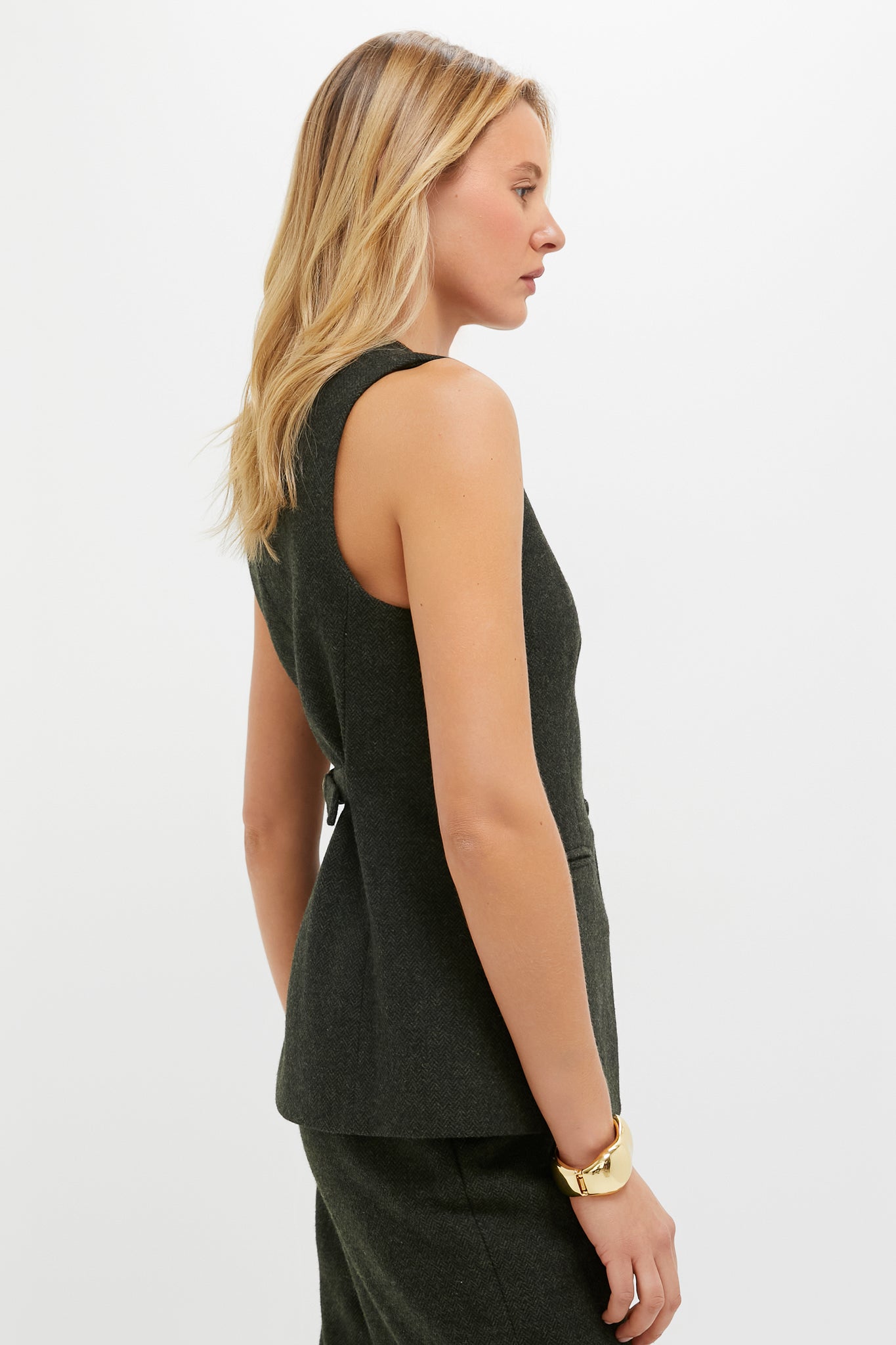 Hunter Green Tweed Herringbone Thompson Vest