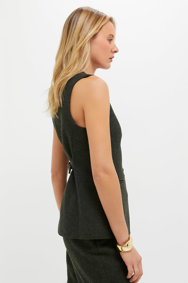 Hunter Green Tweed Herringbone Thompson Vest
