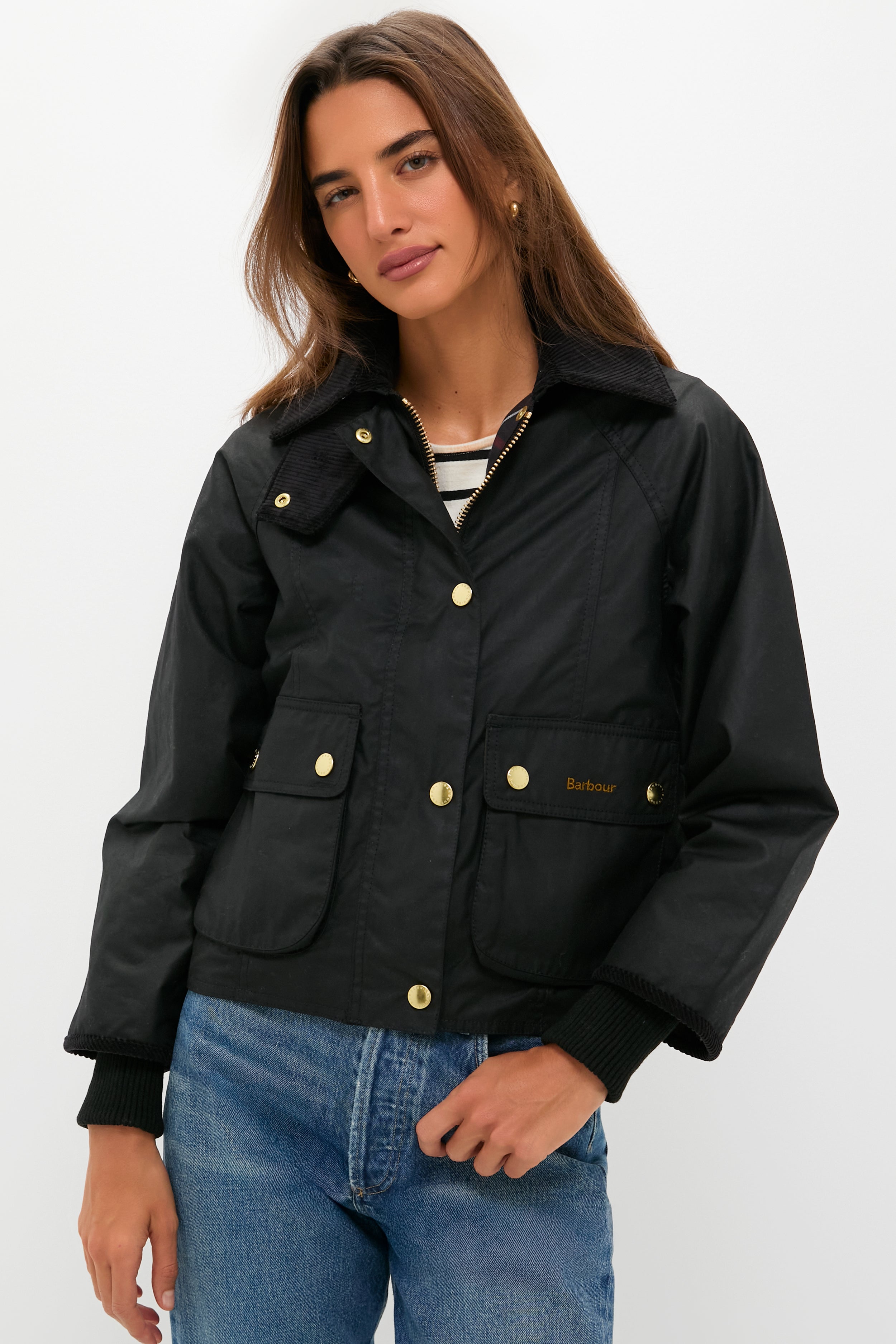 Black Cropped Beadnell Wax Jacket | Barbour