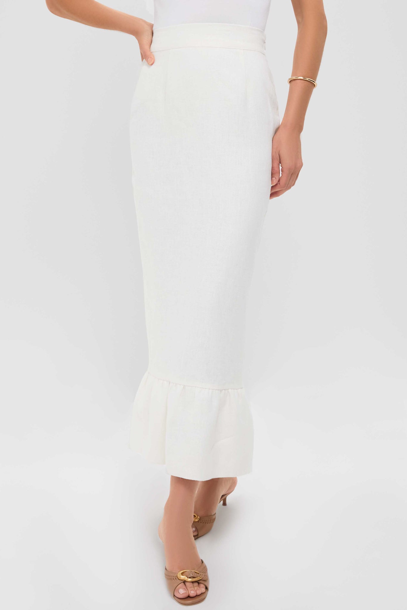 Cream Matilda Column Skirt
