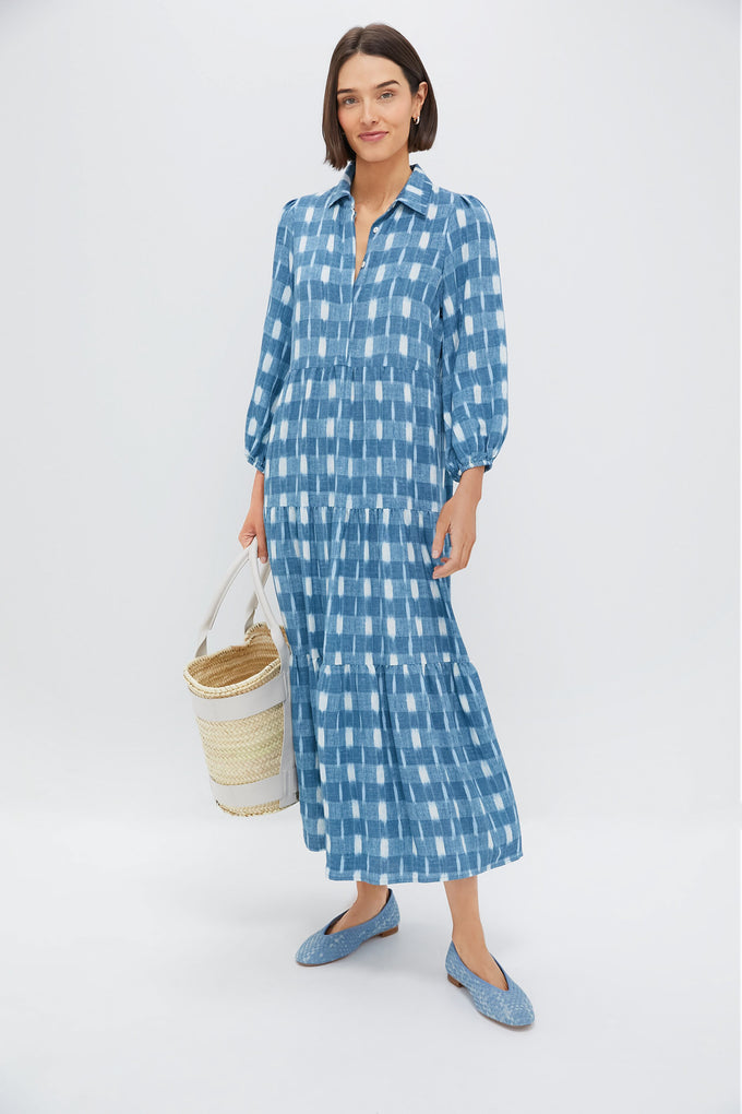 Blue Ikat Mabel Maxi Dress