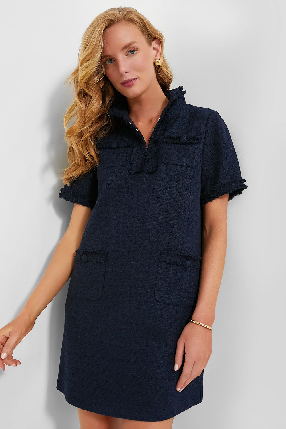 tweed blue dress Navy Tweed Ophelia Dress