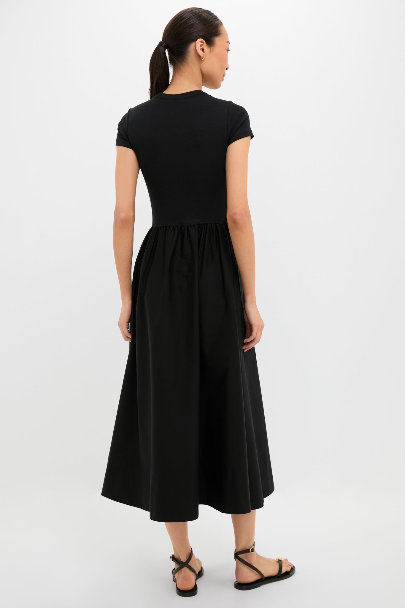 Black Rib Knit Crew Neck Short Sleeve A-Line Dress | Polo Ralph Lauren Black Rib Knit Crew Neck Short Sleeve A-Line Dress | Polo Ralph Lauren