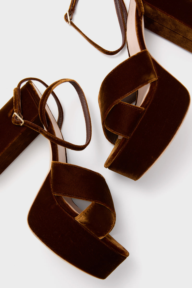 Dark Brown Velvet Loretta Heels