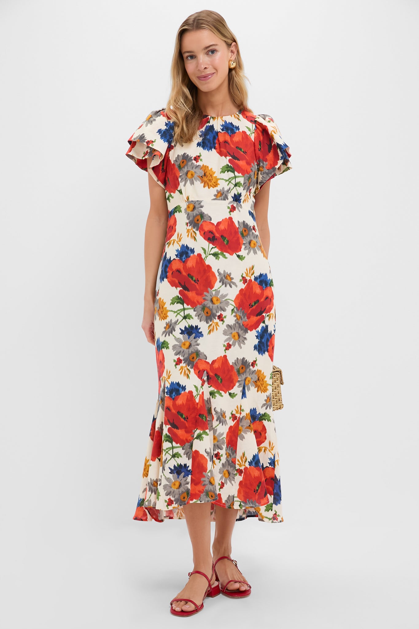 Crimson Poppy Cotton Linen Elodie Dress