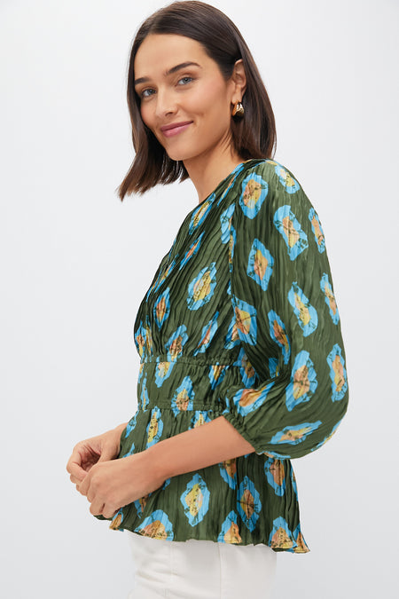 Olive and Aqua Diamond Maisy Blouse
