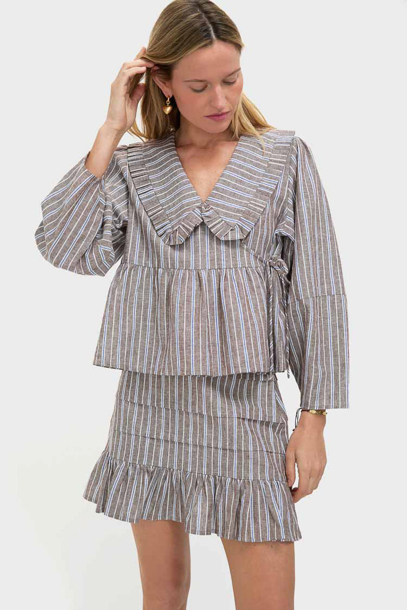 Dove Stripe Linen Bethany Blouse