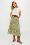 Mint & Orange Floral Smocked Odette Midi Skirt