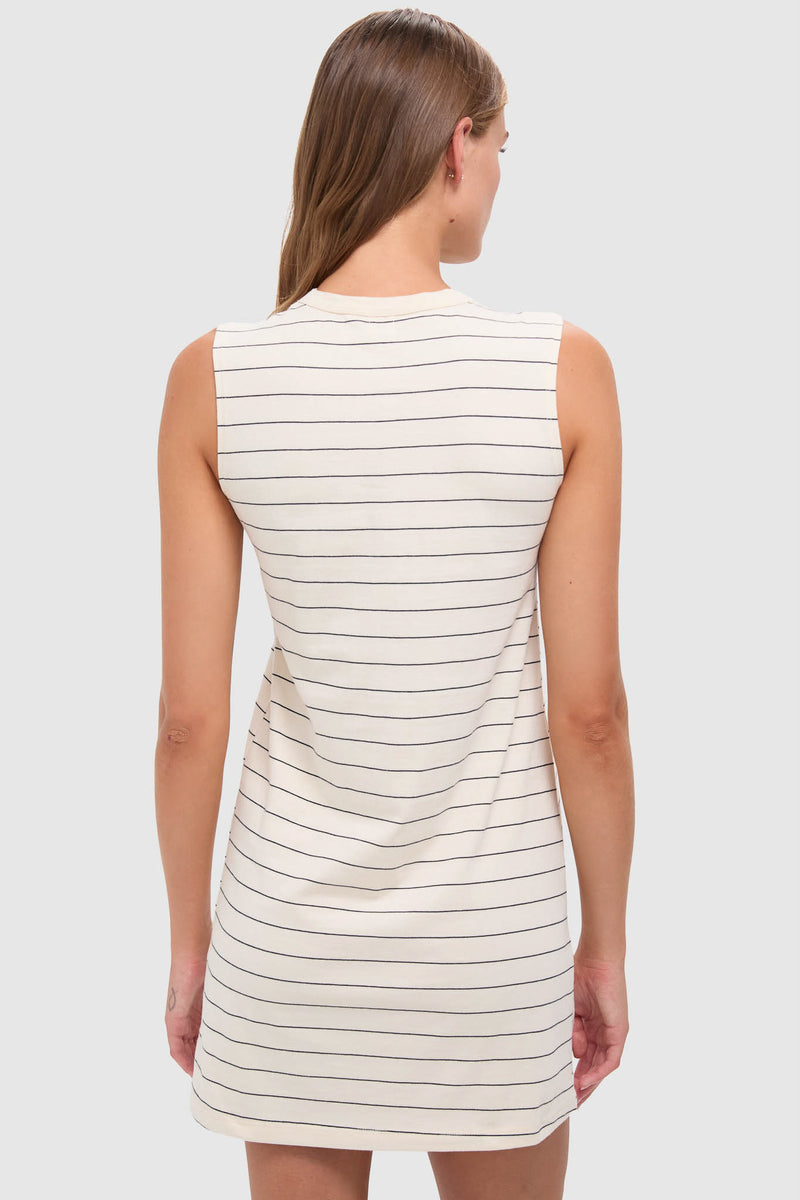 Natural and Midnight Margo Stripe Sleeveless Mini Dress