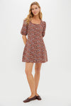 Mauve Ditsy Floral Button Front Corduroy Bryant Mini Dress