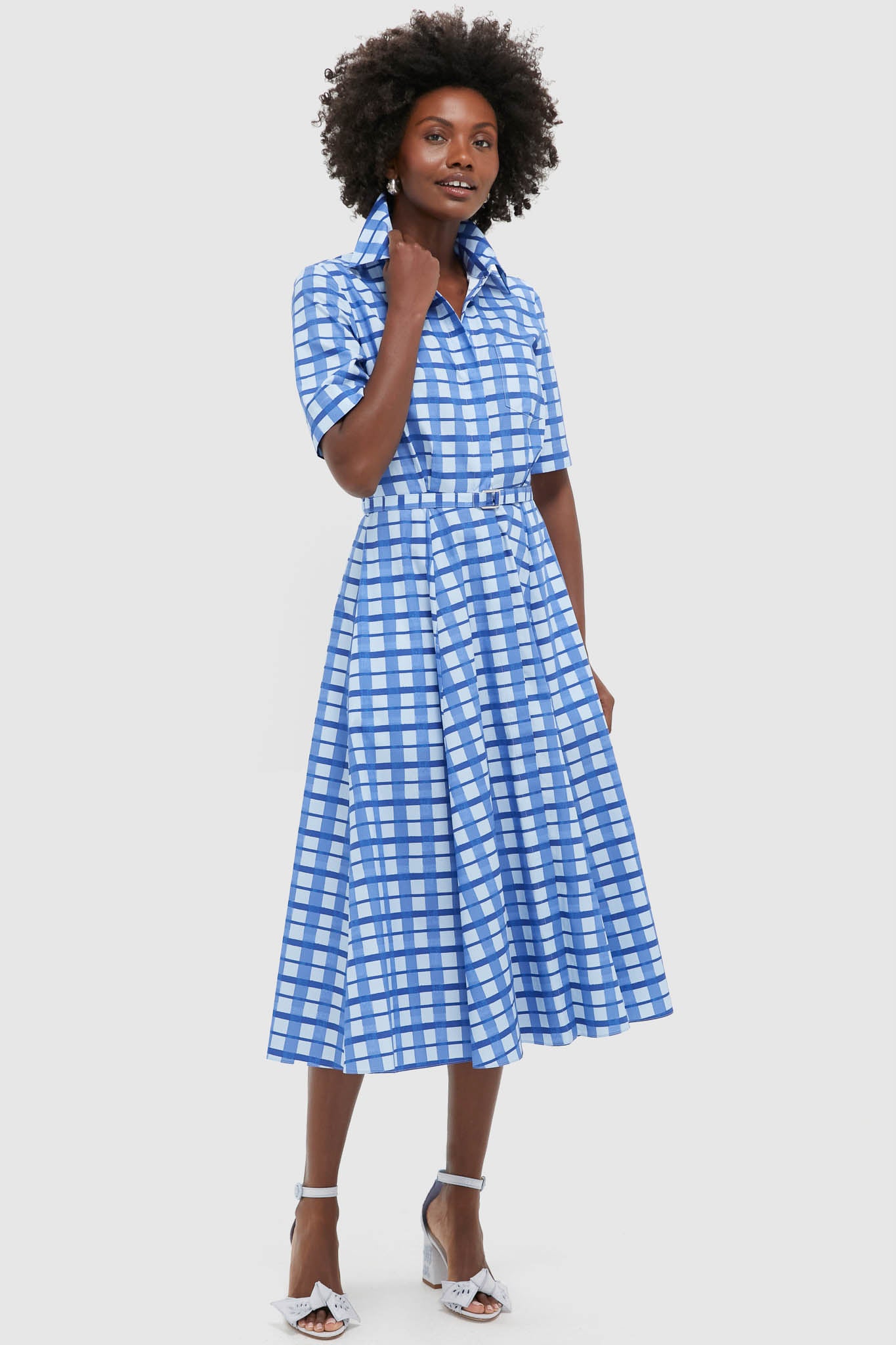 Painted Gingham Blue Rubie Midi Dress | Emilia Wickstead
