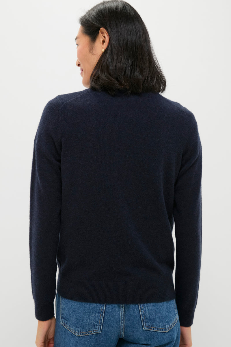 Navy Cashmere Crewneck Sweater