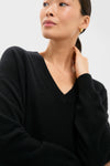 Black Emma Cashmere Boyfriend V-Neck