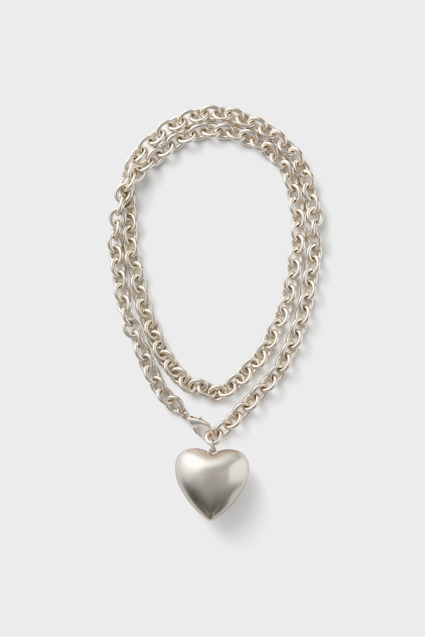 Silver Puffy Heart Necklace